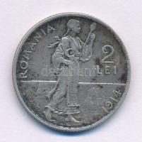 Románia 1914. 2L Ag "I. Károly" T:VF patina Romania 1914. 2 Lei Ag "Carol I" C:V...