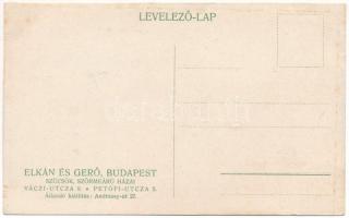 Vadmacska, borz. Elkán és Gerő szűcsök szőrmeáru és sapkagyár üzletének reklámja. Budapest V. Váci u...