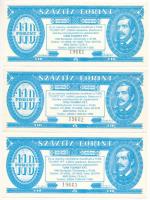 ~1990. A Tura Tourist Kft. 110Ft névértékű utalványa (3x) sorszámkövetők "19661-19663" T:UNC,AU