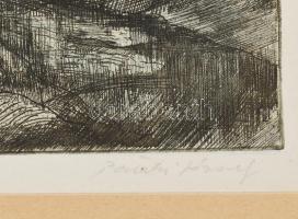 Pataki József (1928-1995): Völgy. Rézkarc, papír, jelzett, paszpartuban, 29x39,5 cm