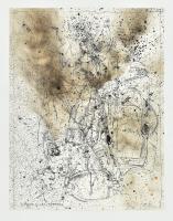 Rác József (-): Kézen állás, tótágas, 1997. Vegyes technika, papír, kartonra kasírozva. 61x43 cm