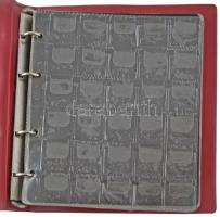 Régi műbőr kapcsos érmetartó album klf méretű érmék számára, 10db berakólappal, újszerű állapotban