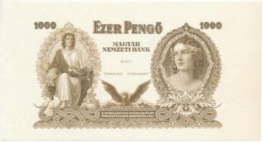 1942. 1000P tervezet próbanyomata, csak előlapi nyomat, utánnyomás Dr. Gara Miklós (szerk.): Nyomdaipari Enciklopédia című kötetből T:AU