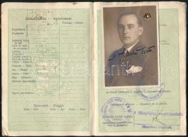 1931 Magyar Királyság által kiállított fényképes útlevél, foltos borítóval / Hungarian passport