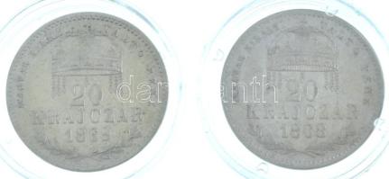 1868KB-1969KB 20kr Ag "Magyar Királyi Váltó Pénz" (2xklf) T:XF,VF Adamo M11.1