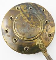 Antik fanyelű réz ágymelegítő, h: 105 cm