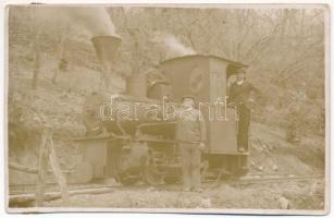 Körmöcbánya, Kremnitz, Kremnica; Banska zeleznicka / bányavasút gőzmozdonya, iparvasút, vonat / industrial mine railway, locomotive, train. photo (ragasztónyomok / gluemarks)