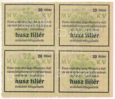 Miskolc ~1918-1919. 20f "Miskolcz thjf." utalvány-jegy négyes ívben, mind "MISKOLCZ&q...
