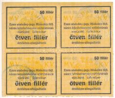 Miskolc ~1918-1919. 50f "Miskolcz thjf." utalvány-jegy négyes ívben, mind "MISKOLCZ&q...