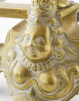 2 darabos nagyméretű kandallódísz tűzifatartó. Bronz, vas, sérüléssel, javítással, 52x43 cm /// KIZÁ...