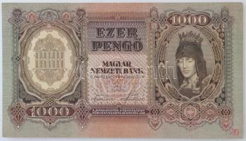 1943. 1000P &quot;MINTA&quot; perforációval, &quot;000&quot;-ás sorszámmal T:AU kis sarokhajlások, jobb alsó sarokban ceruzás &quot;251&quot; jelölés / Hungary 1943. 1000 Pengő with &quot;MINTA (specimen)&quot; perforation, &quot;000&quot; serials C:AU small corner folds, in the lower-right corner pencil written &quot;251&quot; mark  Adamo P21M1a