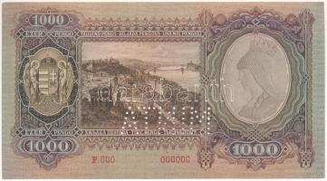 1943. 1000P "MINTA" perforációval, "000"-ás sorszámmal T:AU, kis sarokhajlások, ...