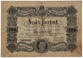 1848. 100Ft Kossuth bankó, 64075 sorszámmal T:VG / Hungary 1848. 100 Forint Kossuth banknote, with 64075 serial C:VG  Adamo G114