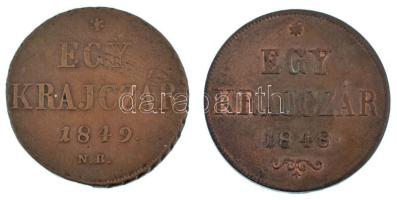 1848. 1kr Cu + 1849NB 1kr Cu T:AU,VF ph. / Hungary 1848. 1 Kreuzer Cu + 1849NB 1 Kreuzer Cu C:AU,XF ...