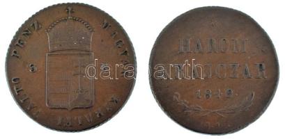 1849NB 3kr Cu csavaros kémpénzzé alakítva T:XF / Hungary 1849NB 3 Kreuzer Cu refurbished as spy coin C:XF Adamo B2