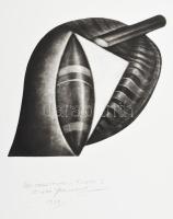 Jakimovski , Zoran (1953-): Forme I., 1991. Mezzotinto, papír, jelzett, 5/20 számozással. 16x19 cm