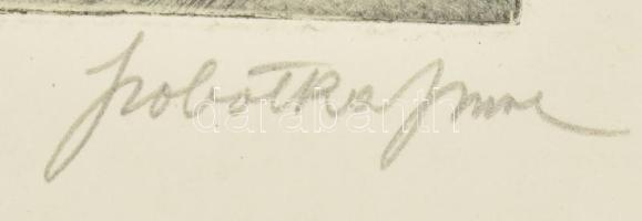 Szobotka Imre (1890-1961): Megvadult lovak (cím nélkül). Rézkarc, papír, jelzett, paszpartuban.14x20...