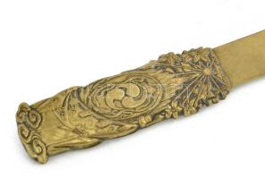 Szecessziós levélbontó tőr, alpakka, h: 30 cm