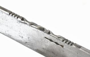 Antik török dísztőr, rézberakásos csont nyéllel, h: 35,5 cm