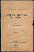 Kecskeméthy Géza A szőlőtőke telepítése és ápolása. Bp., 1914, Hornyánszky. (3)-33, [1] l. A hátsó borítón sorozatmutatóval. A borítón jelzett 40 kép nincs a füzetben. /Uránia Magy. Tud. Egy. Népszerű tudományos felolvasások. 174./ Fűzve, kiadói, kissé foltos borítóval, sérüléssel a szélén. Nagyon ritka!