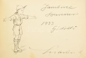 1933 Gödöllő, Jamboree Souvenir, Márton Lajos sokszorosított grafikáit tartalmazó 40 lapos füzet, of...