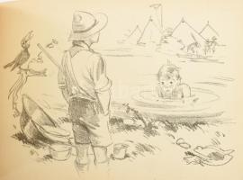 1933 Gödöllő, Jamboree Souvenir, Márton Lajos sokszorosított grafikáit tartalmazó 40 lapos füzet, of...