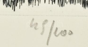 Csohány Kálmán (1925-1980): Bartók emlékére, 1978. Rézkarc, papír, jelzett, számozott (49/100). 25×3...