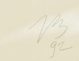 Bér János (1937-2021): Zöld-kék kompozíció, 1992. Szitanyomat, papír, jelzett, számozott (9/40). Lap...