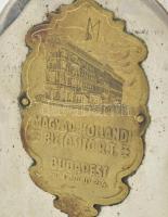 Persely. Magyar Hollandi Biztosító Rt. ca 1930. Réz táblával, krómozott fém, kulcs nélkül 13 cm