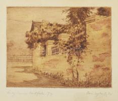Vári Vojtovits Zoltán (1890-1953): Öreg kúria kertfala (1921?). Rézkarc, papír. Jelzett. Számozott: ...