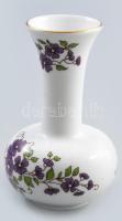 Zsolnay virág mintás porcelán váza, matricás, jelzett, m: 11,5 cm