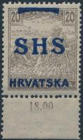 SHS 1918 Arató 20f barna helyett világosbarna színben. Signed: Bodor. Certificate: Zrinjscak