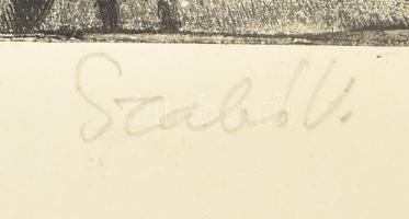 Szabó Vladimír (1905-1991): Budai tornyok. Rézkarc, karton, jelzett, keretben, 40×30 cm