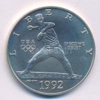 Amerikai Egyesült Államok 1992D 1$ Ag "XXV. Nyári Olimpia - Baseball játékos" T:BU
USA 19...