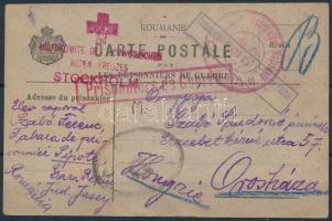 1917 Magyar hadifogoly levelezőlap cenzúrabélyegzésekkel, Sipote romániai hadifogoly táborból Orosházára / POW postcard with censorship postmarks from Sipote to Hungary