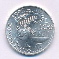 San Marino 1991. 500L Ag "Nyári Olimpia 1992 - Barcelona" T:BU San Marino 1991. 500 Lire A...