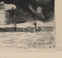 Munkácsy Mihály (1844-1900): Konyhában. Munkácsy egyetlen rézkarca, papír, jelzett a karcon, 20×26 c...