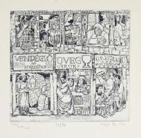 Engel Tevan István (1936-1996): Üzletsor. Rézkarc, papír, jelzett, sorszámozott (11/50) 14x14 cm