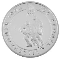 Norvégia 1992. 100K Ag "Lillehammer Téli Olimpia - Jéghoki" T:PP / Norway 1992. 100 Kroner...