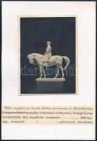 cca 1940 Vastagh György vitéz Nagybányai Horthy Miklósról készült lovasszobor. Fotó a szoborról 9x12 cm kartonon