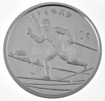 Kína 1992. 10Y Ag "Lillehammer Téli Olimpia 1994 - Sífutás" T:UNC (eredetileg PP) / China ...