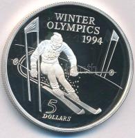 Új-Zéland 1994. 5D Ag II. Erzsébet / XVII. Téli Olimpia - Lillehammer T:PP New Zealand 1994. 5 Dollars Ag Elisabeth II / XVII Olympic Winter Games - Lillehammer C:PP Krause KM#96