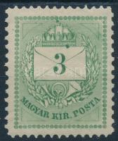 1874 3kr 13 : 11 1/2 fogazással / perforation + festékfolt / paint spot