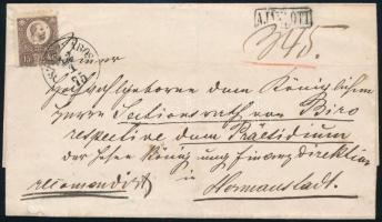 1875 Réznyomat 15kr ajánlott levélen / on registered cover SZÁSZVÁROS - Hermanstadt