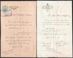 1873, 1893 Nagykőrös 2 db gyóygsertári számla Medveczky istván, Traxler Ferenc