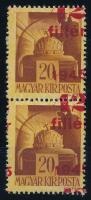 1945 Kisegítő 42f/20f pár elcsúszott felülnyomással / Mi 791 pair shifted overprint