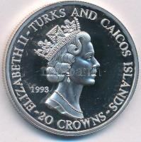 Turks- és Caicos-szigetek 1993. 20C Ag "II. Erzsébet / Téli Olimpia - Lillehammer - Négyfős Bob...