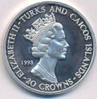 Turks- és Caicos-szigetek 1993. 20C Ag "II. Erzsébet / Téli Olimpia - Lillehammer - Sí" T:...