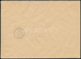 1955 Ajánlott levél 3 db Épületek és 2 db illetékbélyeggel / Registered cover with postal and fiscal...