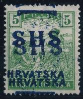 SHS 1918 Arató 5f kettős felülnyomással / Mi 68 with double overprint. Signed: Bodor. Certificate: Zrinjscak